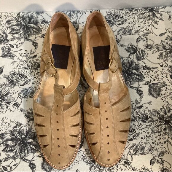 ZARCO Sz 10 Fisherman Suede T-Post Sandals Made in Portugal by Carlos Santana - Picture 3 of 10